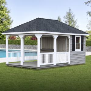 Cabana, Poolside Snack Sheds, Pub Sheds, and Party Barns from Pine Creek Structures
