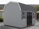 Grey and Black Gambrel Barn Storage Shed with vinyl Siding